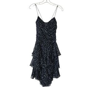 I. MAGNIN Womens  Black Polka Dot Mini Dress‎ Size 6 Assymetrical Y2k Vtg  Y2k